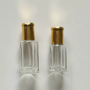 one Empty 6ml/12ml Refillable Glass Attar Perfume Bottle W/Stick On+Gold Cap