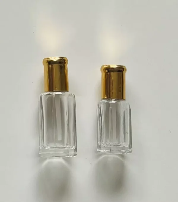 one Empty 6ml/12ml Refillable Glass Attar Perfume Bottle W/Stick On+Gold Cap