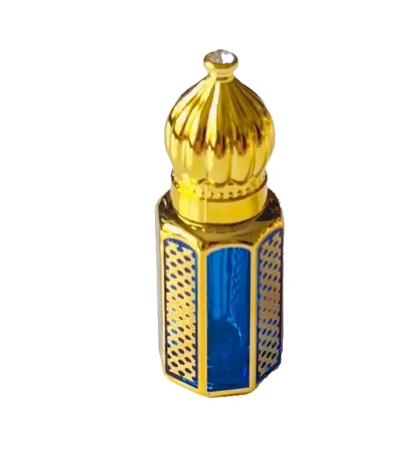 Blue Glass Golden Bottle 6ml-Refillable Perfume Empty Bottles Essential Oil