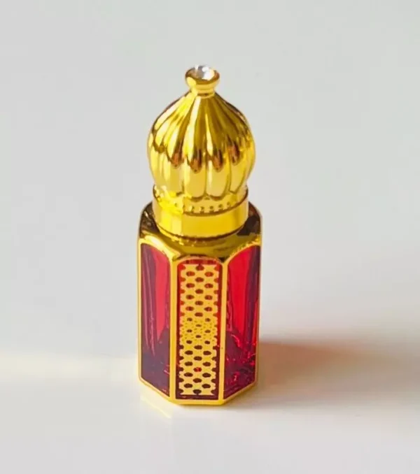 Red Glass Golden Bottle 6ml-Refillable Perfume Empty Bottles Essential Oil - Image 3