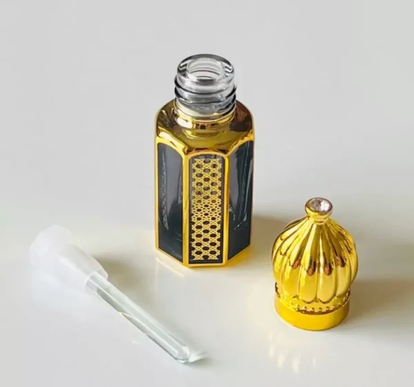 Black Glass Golden Bottle 6ml-Refillable Perfume Empty Bottles Essential Oil - Image 2