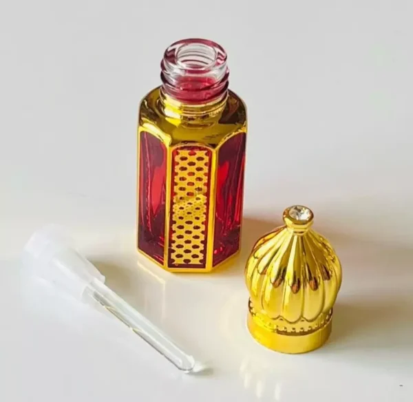 Red Glass Golden Bottle 6ml-Refillable Perfume Empty Bottles Essential Oil - Image 5