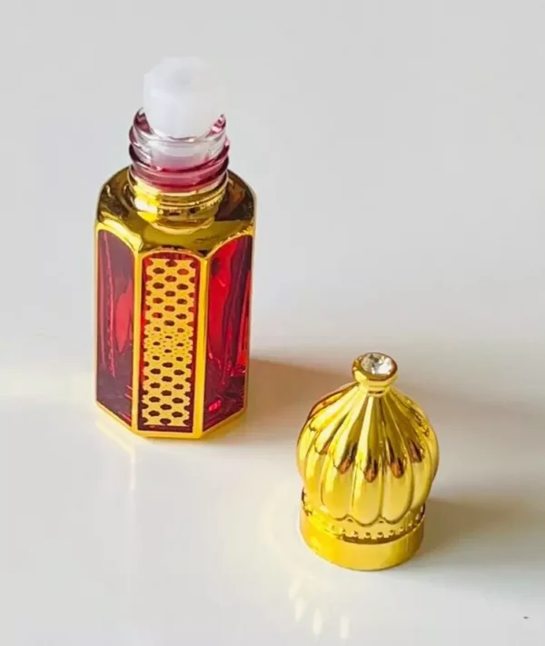 Red Glass Golden Bottle 6ml-Refillable Perfume Empty Bottles Essential Oil - Image 8