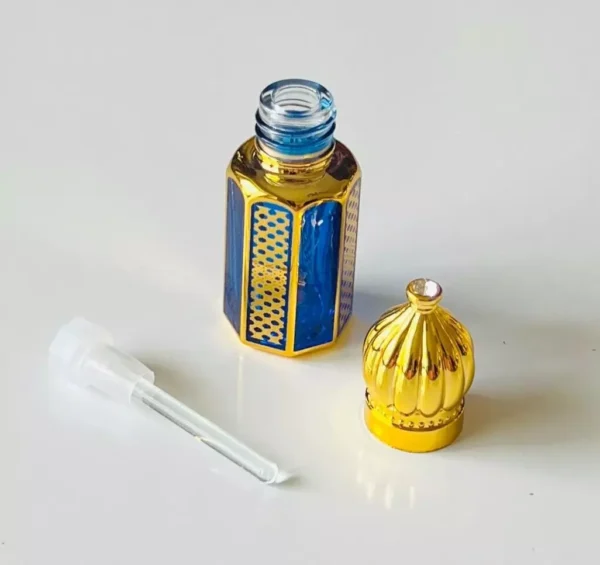 Blue Glass Golden Bottle 6ml-Refillable Perfume Empty Bottles Essential Oil - Image 3